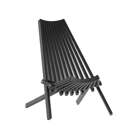 Flash Furniture Delia Indoor/Outdoor Folding Acacia Wood Chair, Low Profile Lounge for Patio, Porch, Garden, Black LTS-0441-BK-GG